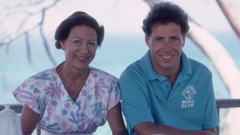 Princess Margaret in Mustique with her son, David Armstrong-Jones
