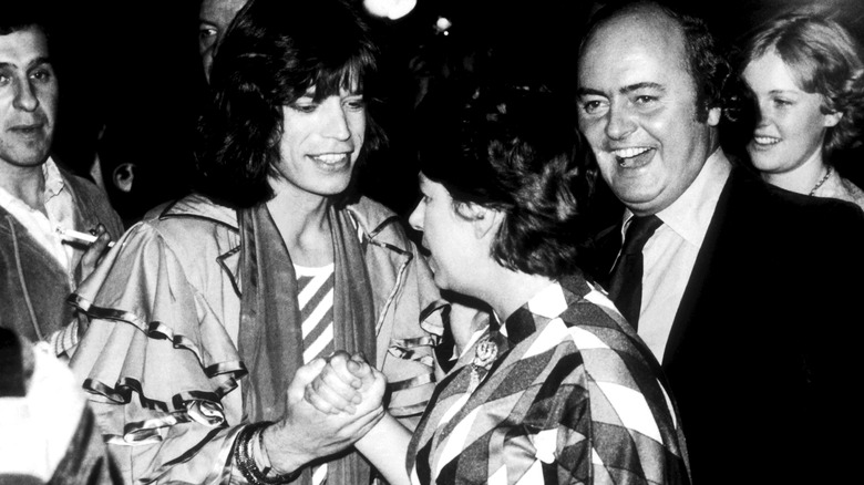 Mick Jagger with Princess Margaret backstage at a Rolling Stones concert in 1976