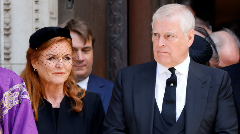 Sarah Ferguson and Prince Andrew at the Duchess of Kent's memorial service