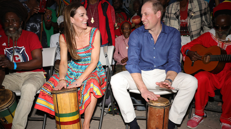 Prince William Kate Middleton play drums Jamaica 2022