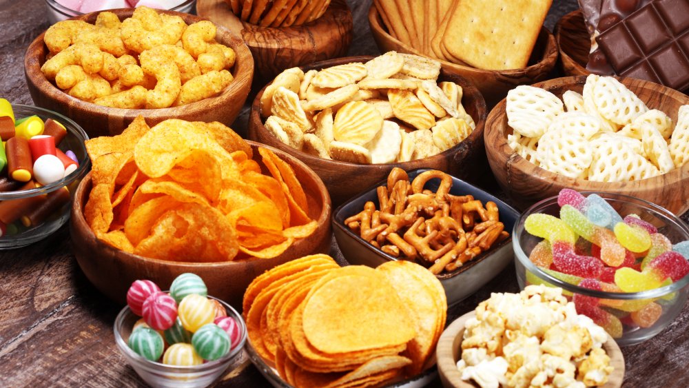Assorted sweet and salty snacks 