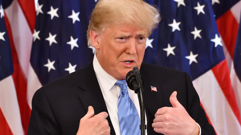 Donald Trump speaking in 2018