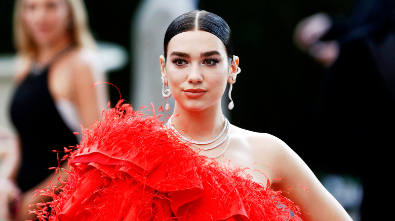 Dua Lipa in red dress