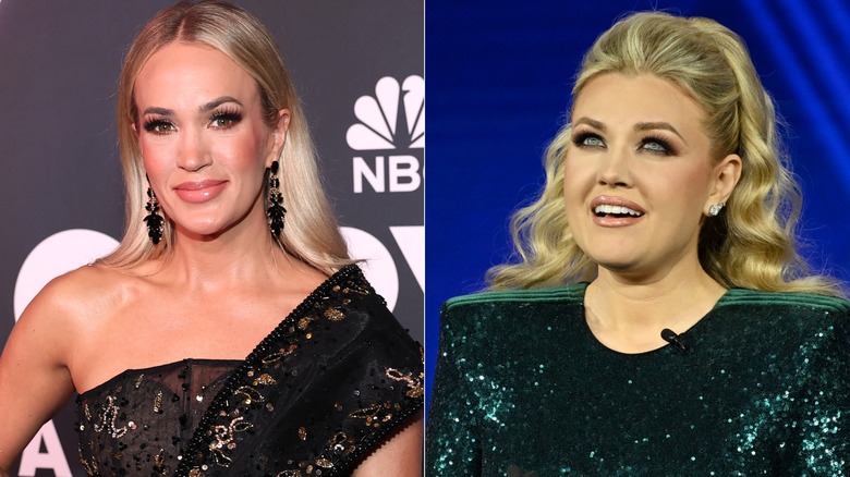 A photo of Carrie Underwood next to a photo of Erika Kirk