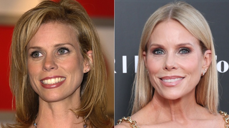 split screen of Cheryl Hines smiling in 2021 and 2025