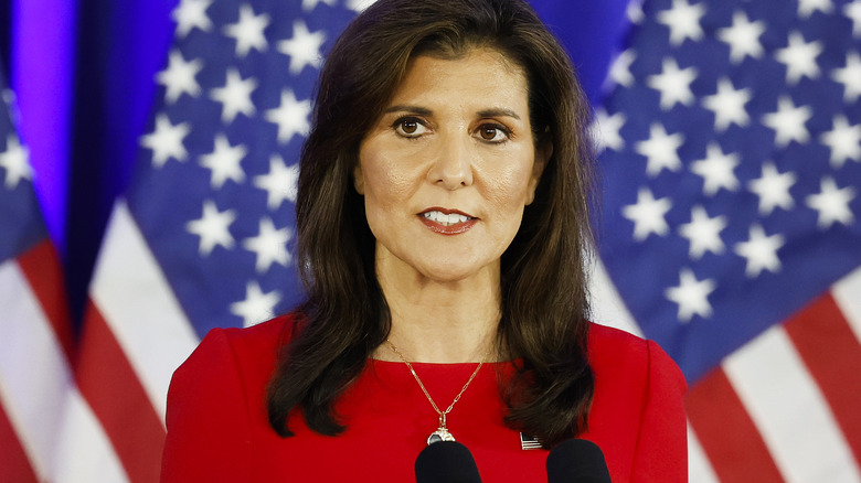 Nikki Haley speaking at podium