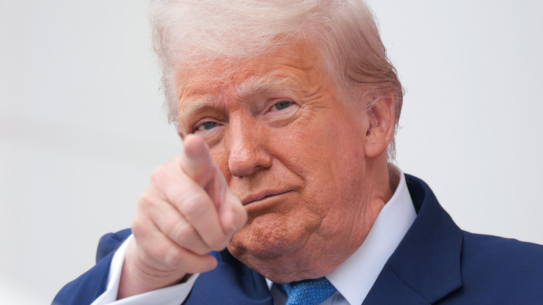 Donald Trump points at the camera
