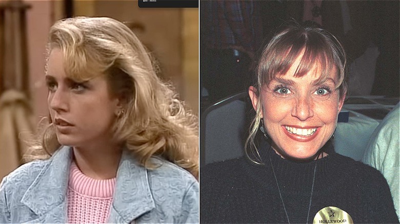 Split photo of Dana Plato as Kimberly Drummond and smiling at The Hollywood Show in 1998