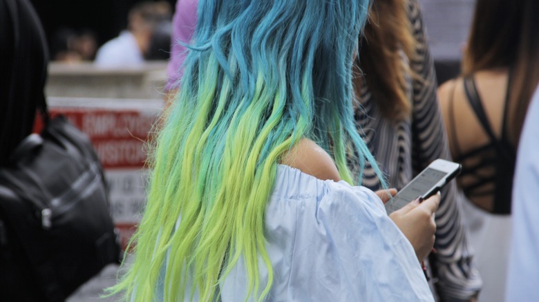 woman with dip-dyed hair