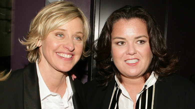 Ellen Degeneres and Rosie O'Donnell pictured together.
