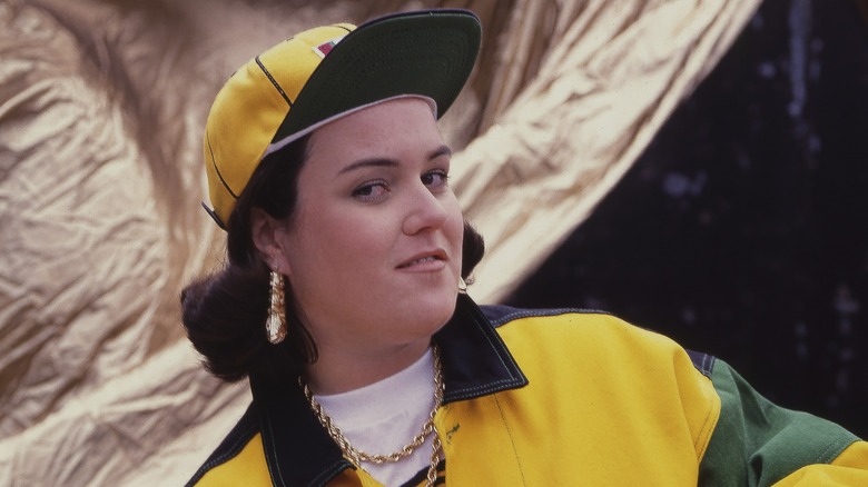 Rosie O'Donnell wearing a baseball cap in the early 1990s.