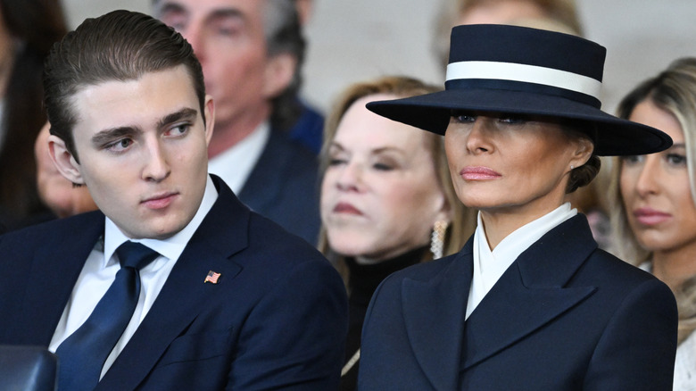 Melania Trump and Barron Trump sitting