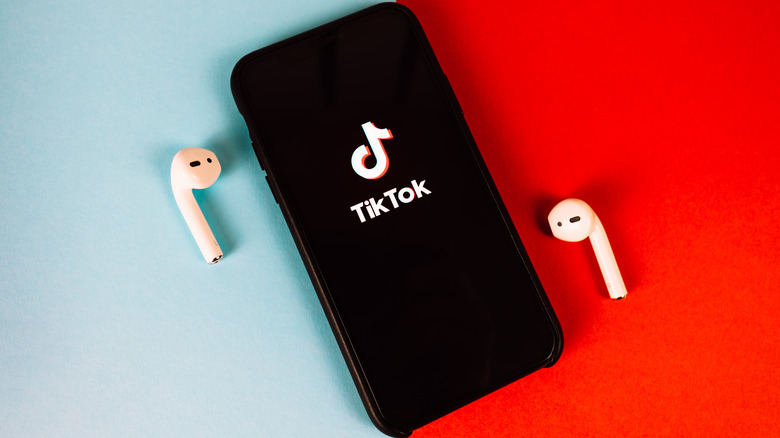 TikTok app with AirPods