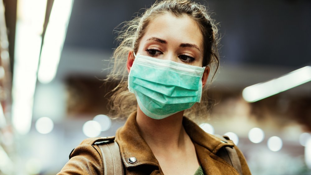 Woman with mask.