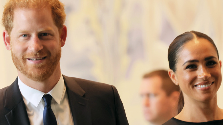 Prince Harry and Meghan Markle smiling 