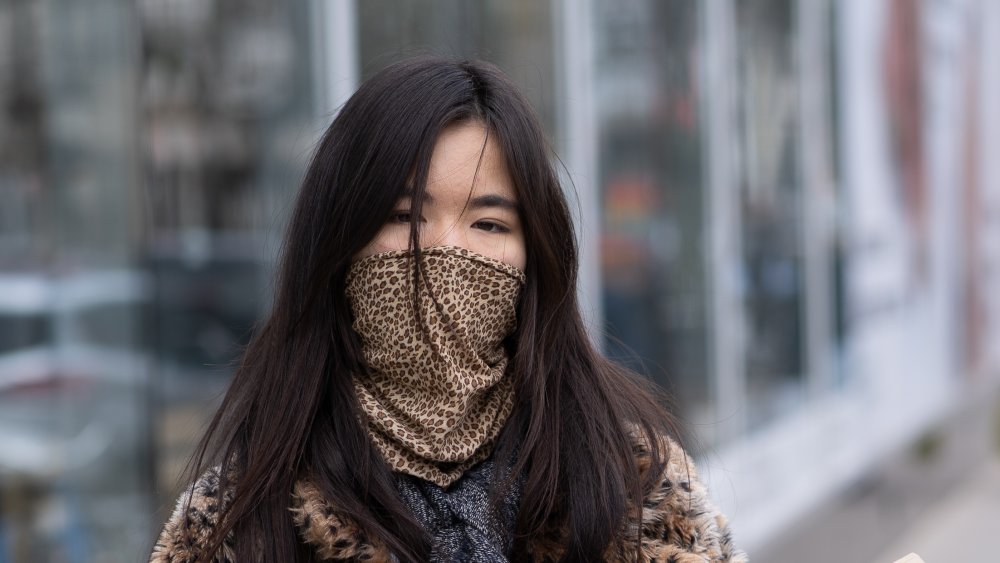 woman wearing neck gaiter