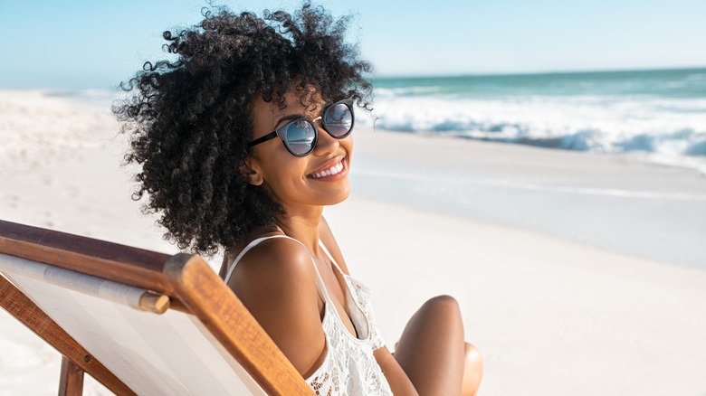 Woman wearing sunglasses