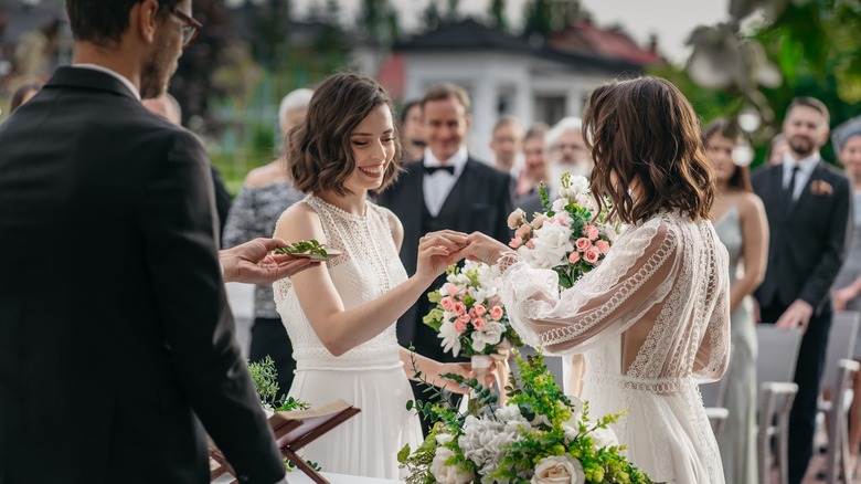 Candid wedding photo of couple