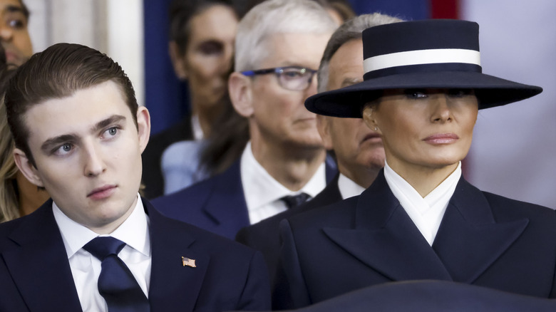 Barron and Melania Trump sitting together