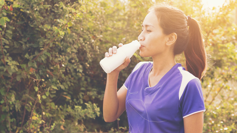 Woman drinking milk