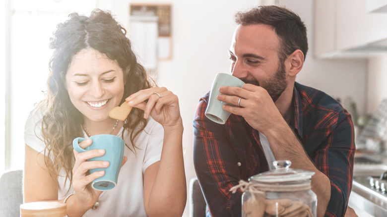 Couple eating together