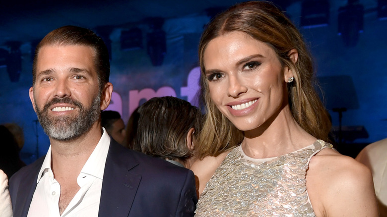 Donald Trump Jr. and Bettina Anderson beige sequin dress
