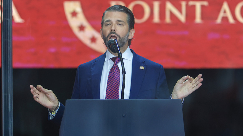 Donald Trump Jr. mimicking his father at Charlie Kirk's memorial