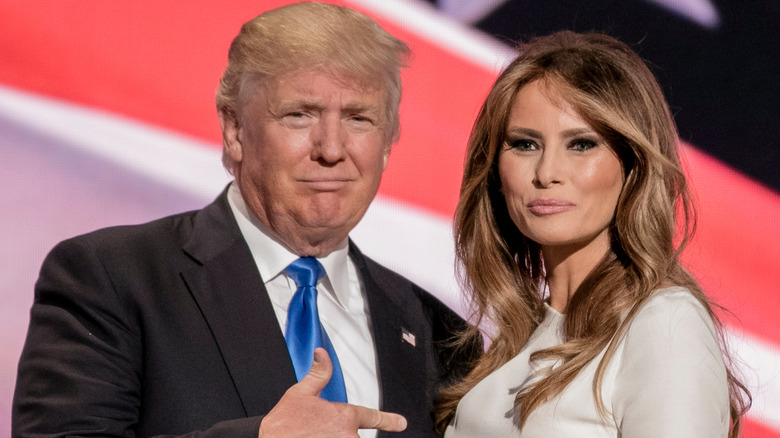 Donald Trump and Melania Trump onstage