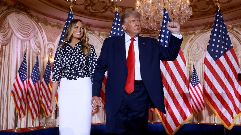 Melania and Donald Trump fist raised