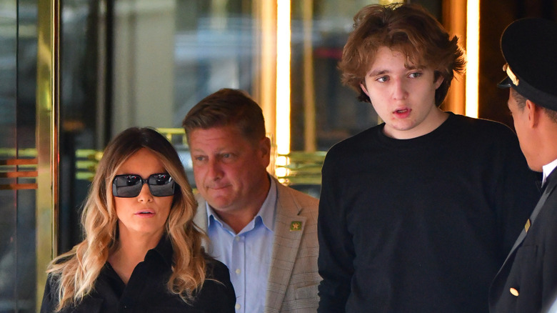 Melania Trump and Barron leaving Trump Tower 2021