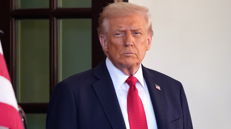 President Donald Trump waits for the arrival of Prime Minister of Australia Anthony Albanese at the White House on October 20, 2025 in Washington, DC.