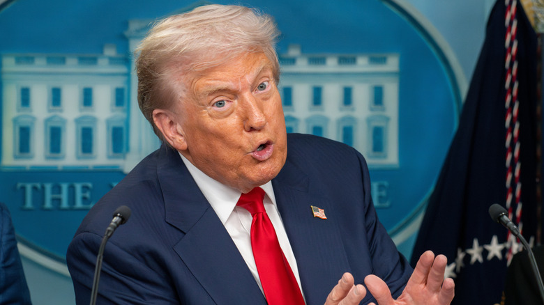 Donald Trump speaking during a White House press conference