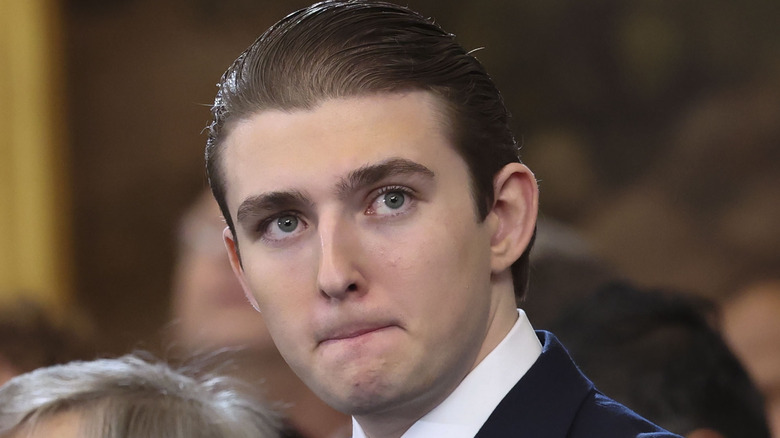 Barron Trump frowning