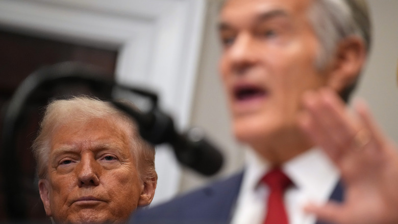 Dr. Oz speaking at the White House with Donald Trump behind him
