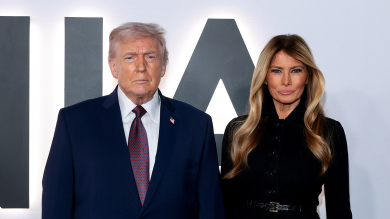 Donald Trump and Melania Trump walking the red carpet for the "Melania" documentary opening