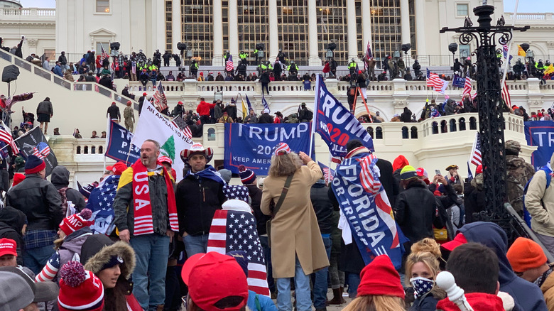 Rioters outside the Capitol on January 6