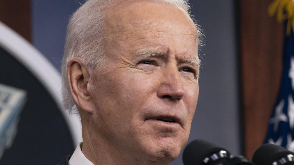 Joe Biden speaking at podium