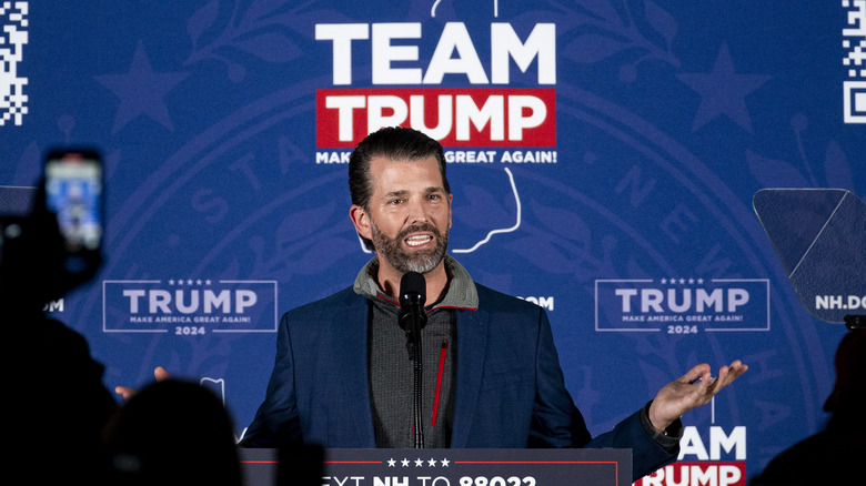 Donald Trump Jr. speaking at Trump rally