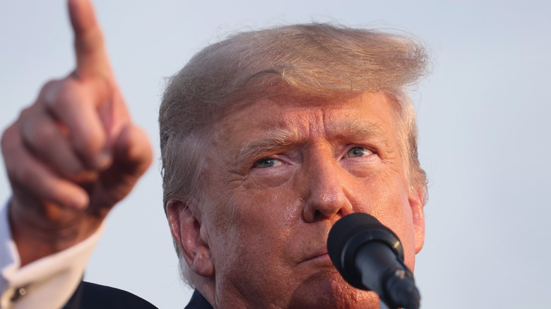 Donald Trump speaking to a crowd in Ohio in June