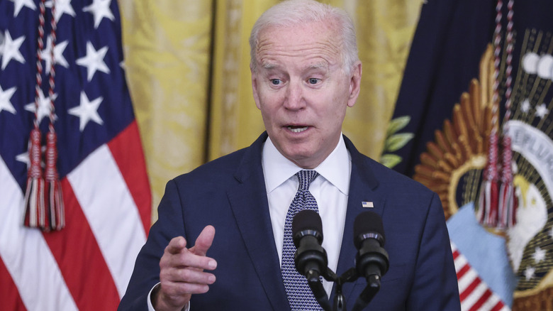 Joe Biden speaking at podium