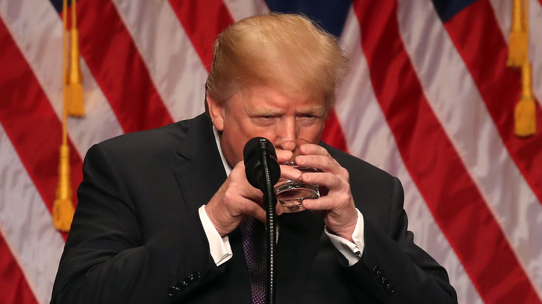 Donald Trump drinking water