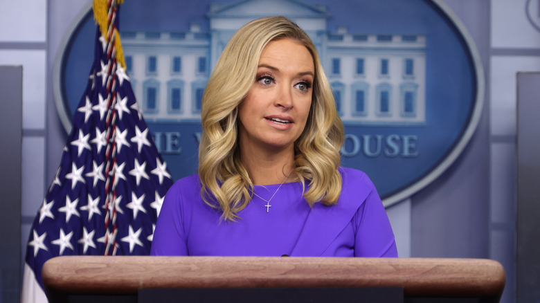 Kayleigh McEnany speaking to reporters in the White House Press Room