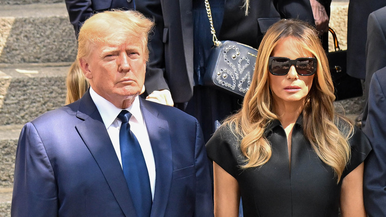 Donald and Melania Trump scowling