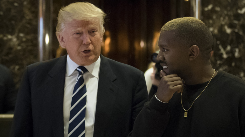 Donald Trump talking to Kanye West