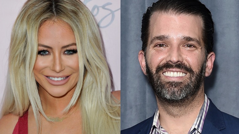 Side by side portraits of Aubrey O'Day and Donald Trump Jr. smiling