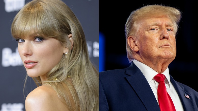 Taylor Swift and Donald Trump in split image