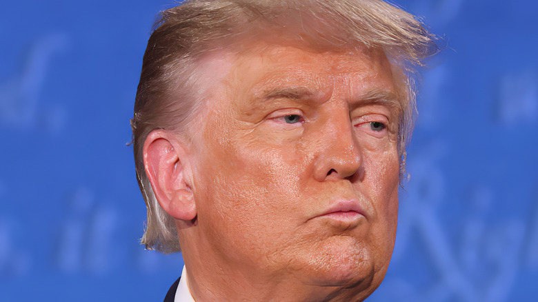 Donald Trump pursing lips