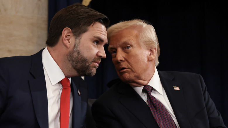 Donald Trump and JD Vance talking