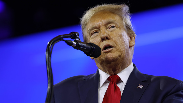 Donald Trump speaking onstage at CPAC 