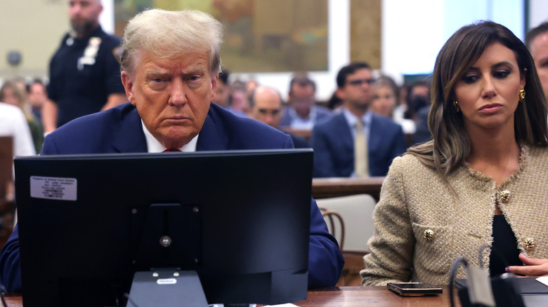 Donald Trump in court with Alina Habba